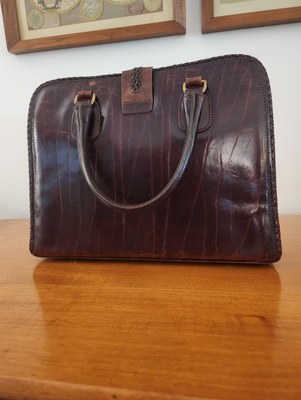 Vintage Brahmin Brown Leather Handbag - Picture 2 of 10